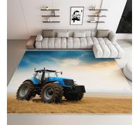 Tappeto per soggiorno, morbido e confortevole, lavabile, per camera da letto, sala da pranzo, campo pastorale, trattore, tappeto per ufficio, antiscivolo, non perde pelo, multicolore, 140 x 200 cm