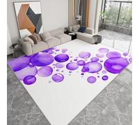 Tappeto per soggiorno, morbido e confortevole, lavabile, per camera da letto, sala da pranzo, minimalista, acquarello, viola, bolle, tappeto per ufficio, antiscivolo, non perde pelo, bianco, 60 x 90