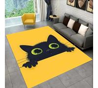 Tappeto per Soggiorno Motivo 3D con Animali Gatti Carpet per Ragazzi Ragazze per Camera da Letto Comodino Antiscivolo Decorativo in Flanella Bambini Tappetini da Gioco (Giallo,60x90 cm)