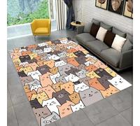 Tappeto per Soggiorno Motivo 3D con Animali Gatti Carpet per Ragazzi Ragazze per Camera da Letto Comodino Antiscivolo Decorativo in Flanella Bambini Tappetini da Gioco (Marrone,80x120 cm)