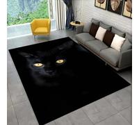 Tappeto per Soggiorno Motivo 3D con Animali Gatti Carpet per Ragazzi Ragazze per Camera da Letto Comodino Antiscivolo Decorativo in Flanella Bambini Tappetini da Gioco (Nero,160x230 cm)