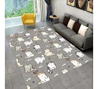 Tappeto per Soggiorno Motivo 3D con Animali Gatti Carpet per Ragazzi Ragazze per Camera da Letto Comodino Antiscivolo Decorativo in Flanella Bambini Tappetini da Gioco (Grigio,50x80 cm)