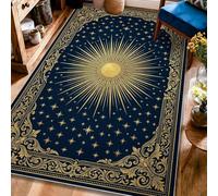 Tappeto per zona del sole, elegante tappeto classico con stelle ornate senza bordi blu navy con retro antiscivolo per casa e interni, tappeto non perde pelo, per soggiorno, camera da letto, corridoio