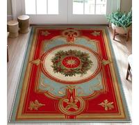 Tappeto per zona ghirlanda, tappeto natalizio tradizionale floreale con stella natalizia rossa antiscivolo con retro antiscivolo, tappeto bordatura bordo bagno, comodino, ingresso porta decorazione 9