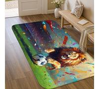 Tappeto per zona leone, moderno e giocoso palla da calcio schizzi di colore N/a verde antiscivolo estetico zerbino rettangolare accenti tappeto bagno ingresso comodino decorazione 7,6 x 1,5 m