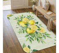 Tappeto per zona limone, primavera fresca foglia fiore primavera gialla spugna a pelo basso zerbino estetico rettangolare accenti tappeto bagno comodino ingresso porta decorazione 7,6 x 1,5 m
