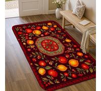 Tappeto per zona melograno, autunno tradizionale frutta raccolta fiori rosso a pelo basso in schiuma morbida zerbino tiro tappeto antimacchia ingresso bagno lavanderia decorazione 7,6 x 15,2 cm