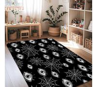 Tappeto per zona occhi, motivo Halloween spettrale ragnatela nera con bordo antiscivolo nero con bordo antiscivolo per la casa tappeto rettangolare per soggiorno, camera da letto, corridoio, ufficio