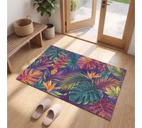 Tappeto Piante Tropicali Scure E Lussureggianti d'ingresso interno, | Zerbino Monstera Deliciosa Uccello Del Paradiso resistente e antiscivolo, Tappetino assorbe l'acqua per mantenere la casa pulita