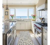 Tappeto piccolo in vinile digitalizzato, conchiglie, spiaggia, fondo del mare, diverse dimensioni, moderno, design e resistenza per il tuo spazio, cucina, soggiorno da pranzo, pavimento in PVC (67 x