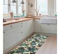 Tappeto piccolo in vinile digitalizzato, foglie tropicali, Prisma, diverse dimensioni, moderno, design e resistenza per il tuo spazio, cucina, soggiorno, pavimento in PVC (67 x 40 cm, Tropical)