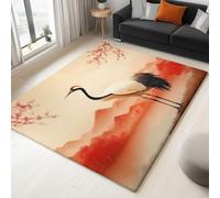 Tappeto pittura inchiostro cinese uccello immortale, marrone rosso moquette pelo corto morbido tappeto lavabile antiscivolo per la casa soggiorno ristorante camera da letto cucina camera da letto (80