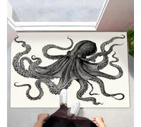 Tappeto Polpo Ingresso Interno, Zerbino Tappeti Orrore Animali 50 x 70 cm Antiscivolo Lavabile in Lavatrice Nero Tapette Cucina Camera da Letto Entrata Scendiletto