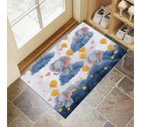 Tappeto Porta 40 X 60 Cm, Elefante Acquerello Zerbino Ingresso Interno,Ultra Assorbente Tappeto, Nuvole, Palloncini Tappetino, Blu Tappetino Entrata Antiscivolo,Per Interni, Casa Ufficio