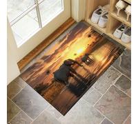Tappeto Porta Elefante Maestoso Zerbini Per Ingresso Fiume Africano Zerbino Per Esterno Interno Tappeti Antiscivolo Lavabile per Patio, Veranda, Patio (40x60 cm, Giallo-Marrone)