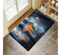 Tappeto Porta Medusa Di Fantasia Zerbini Per Ingresso Foresta Nebbiosa Zerbino Per Esterno Interno Tappeti Antiscivolo Lavabile per Patio, Veranda, Patio (60x120 cm, Grigio)