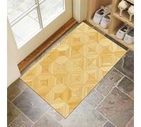 Tappeto Porta Pavimenti In Parquet Di Legno Zerbini Per Ingresso Geometria Moderna Zerbino Per Esterno Interno Tappeti Antiscivolo Lavabile per Patio, Veranda, Ingresso, Patio (50x80 cm, Beige)