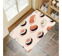 Tappeto Porta Sushi Dei Cartoni Animati Zerbini Per Ingresso Cibo Giapponese Zerbino Per Esterno Interno Tappeti Antiscivolo Lavabile per Patio, Veranda, Ingresso, Patio (40x60 cm, Rosa Chiaro)