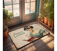 Tappeto primaverile per esterni Amory Lectura: un viaggio stravagante attraverso la letteratura e i fiori, zerbino decorativo per camera da letto, porta d'ingresso, per esterni, grande (65 x 90 cm)