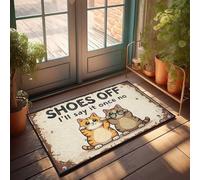 Tappeto primaverile per esterni con due gatti che ti ricordano di toglierti le scarpe, zerbino decorativo per camera da letto, zerbino di ingresso, per esterni, grande (65 x 90 cm)