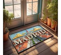 Tappeto primaverile per esterni vintage Madrid: un paesaggio urbano con architettura gotica e rustico C zerbino zerbino per esterni autunno zerbino interno ingresso (65 x 90 cm)