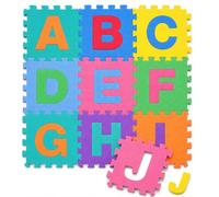 Tappeto Puzzle Bambini con Lettere Tappeto Puzzle Colorato in Morbida Gomma Eva Resistente Isolante Lavabile Tappetino da Gioco per Bambini Tappeto 10 Pezzi cm 30x30 Componibile Removibili (LETTERE)