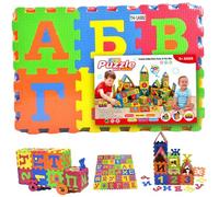 Tappeto puzzle con 36 piastrelle, tappetino per bambini in schiuma EVA 31x31 per pavimento ad incastro, tappetino puzzle in schiuma con alfabeto russo per giochi ed esercizi per neonati e bambini p