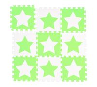 Relaxdays Tappeto Puzzle con Stelle, 9 Tasselli, 18 Parti, Gommapiuma EVA Atossico Area da Gioco 91x91 cm, Bianco-Verde, Colore, 10031428_252