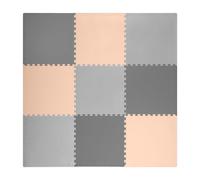 Tappeto puzzle grande in schiuma Ricokids 180x180 cm, 9 pezzi, grigio-pesca