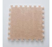 Tappeto puzzle in peluche, Tappetino lavabile in schiuma peluche quadrato multicolore ad incastro 16/18/20 pezzi(Camel,16pcs)