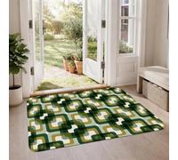 Tappeto quadrato geometrico Mid-Century 2' X 3' | Forme arrotondate ad incastro, estetica retrò della metà del secolo, tavolozza di colori terrosi, accenti domestici versatili