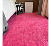Tappeto quadrato in velluto color latte, a incastro, morbido, antiscivolo, per sala giochi, cameretta e casa, patchwork, in schiuma, per pavimenti (rosso rosa, 16 pezzi)