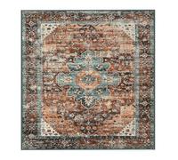 Tappeto Quadrato, orientale verde acqua sotto il divano, rosso mattone, 90 x 90 cm,Tappeti Casa Decorazione Soggiorno Sala Camera da Letto Cameretta,