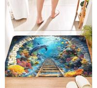 Tappeto realistico con illusione ottica 3D, motivo cane ha paura del tappeto 3D, tappeto che sembra un buco, intrappola l'illusione ottica senza fondo, antiscivolo, ideale per porta d'ingresso, vasca