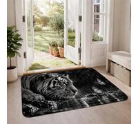 Tappeto realistico della fauna selvatica della tigre 2' x 3' | Arte della fauna selvatica monocromatica, immagini della natura serena, accenti sofisticati dello spazio abitativo