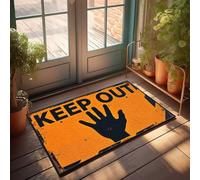 Tappeto retrò Keep Out: cartello di avvertimento con sagoma di mano zerbino decorazione balcone esterno porta anteriore (65 x 90 cm)