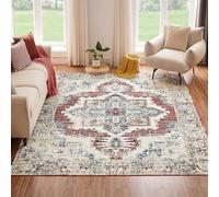 Tappeto retrò lavabile, 150 x 200 cm, antiscivolo, a basso profilo, per camera da letto, sala da pranzo e casa, ufficio, facile da pulire, con bordi resistenti, elegante tappetino