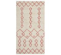 Tappeto rettangolare cotone 80 x 150 cm Buxar motivo geometrico beige e rosa