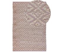 Tappeto rettangolare in cotone e iuta beige e rosa 140 x 200 cm Gerze