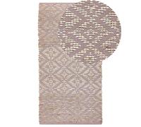 Tappeto rettangolare in cotone e iuta beige e rosa 80 x 150 cm Gerze