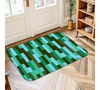 Tappeto rettangolare moderno con linee contemporanee strisce verde primavera a pelo basso spugna zerbino accenti tappeto resistente allo sbiadimento bagno ingresso comodino porta decorazione 2 'x 3'