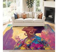 Tappeto Ritratti Pop Art Urbani Antiscivolo Lavabile Pelo Corto Pelo Corto, Morbido, per Salotto, Camera da Letto Colore arancione Design Moderno e Elegante 90x150