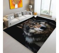 Tappeto Ritratto Animale Minimalista Di Un Lupo Grigio Stampato e Lavabile - Noir Morbido Non Perde Peli Tappeto per Soggiorno Camera Corridoio Bagno e Cameretta Bambini, 120 x 170 cm