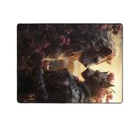 Tappeto romantico con coppia di leoni e fiori, decorazione per soggiorno, morbido, lavabile, per camera da letto, 150 x 122 cm, per interni, camera da letto e soggiorno