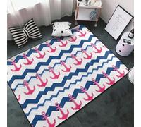 Tappeto rosa con stampa a onde e ancora, per soggiorno, antiscivolo, lavabile, 72 x 12 cm, morbido tappeto per interni, per camera da letto, sala da pranzo, soggiorno, camera, 152 x 99 cm