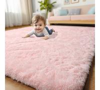 Tappeto rosa per camera da letto delle ragazze, decorazione per soggiorno, soffice tappeto peloso peloso 10 x 15 cm, morbido e carino tappeto per interni per bambini, adolescenti, asilo nido