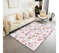 Tappeto rosa per Halloween, tappeto antiscivolo nero con ragnatela di pipistrello, fantasma, gelato, tappeto per interni, tappeto per ingresso, carino decorazione per la casa, soggiorno e camera da