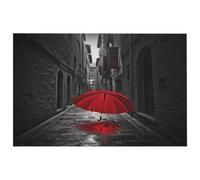 Tappeto rosso con ombrello su strada scura per ingresso, lavabile, con retro in gomma antiscivolo, per cucina, morbido, resistente alle macchie, piccolo tappeto per camera da letto, bagno, decorazione