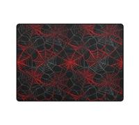 Tappeto rosso con ragnatela su sfondo nero con retro in gomma morbida, tappeto per comodino, bagno, camera da letto, lavanderia, casa