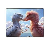 Tappeto rosso e bianco con coppia di uccellini, decorazione per soggiorno, morbido, lavabile, per camera da letto, 150 x 122 cm, per interni, camera da letto e soggiorno